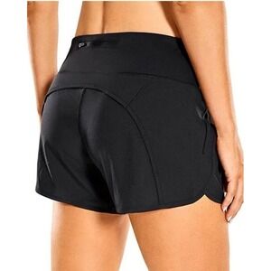 CRZ YOGA Women's Quick-Dry Athletic Sports Running Shorts w/ Zip Pocket BLK XS